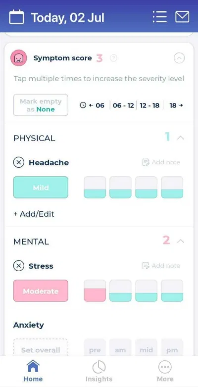 Ghi lại các triệu chứng về thể chất và tinh thần với Bearable (Ảnh: Internet). Ghi lại các triệu chứng về thể chất và tinh thần với Bearable (Ảnh: Internet).