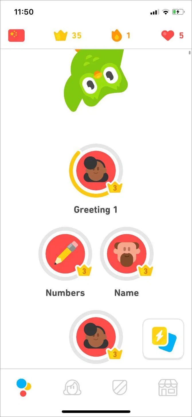 Giao diện của Duolingo (Ảnh: Internet). Giao diện của Duolingo (Ảnh: Internet).