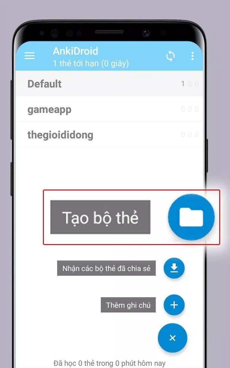 Tạo thẻ từ mới với AnkiDroid (Ảnh: Internet).