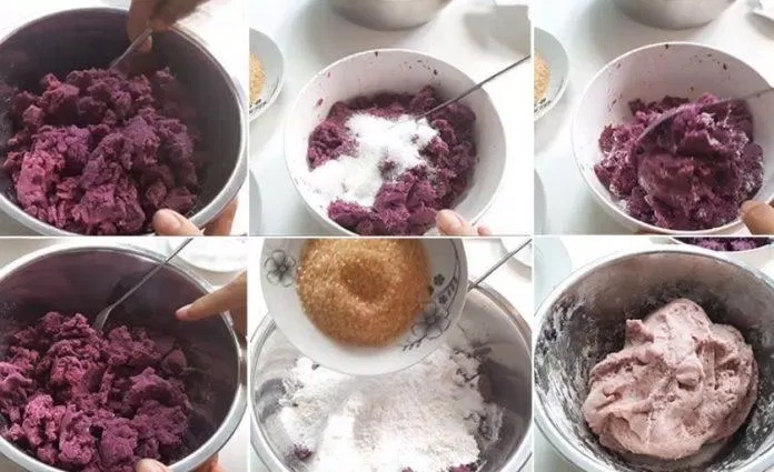 Bước 2: Trộn hỗn hợp khoai mỡ vào bột (Nguồn: Internet)