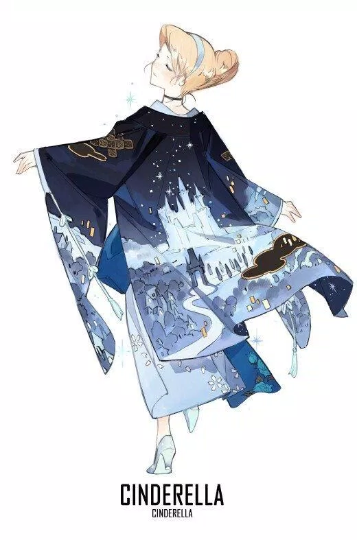 Cinderella và kimono (Ảnh: Weibo)