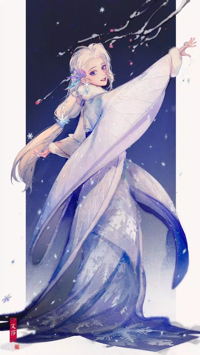 Tạo hình cổ trang của Nữ hoàng băng giá Elsa (Ảnh: Weibo)