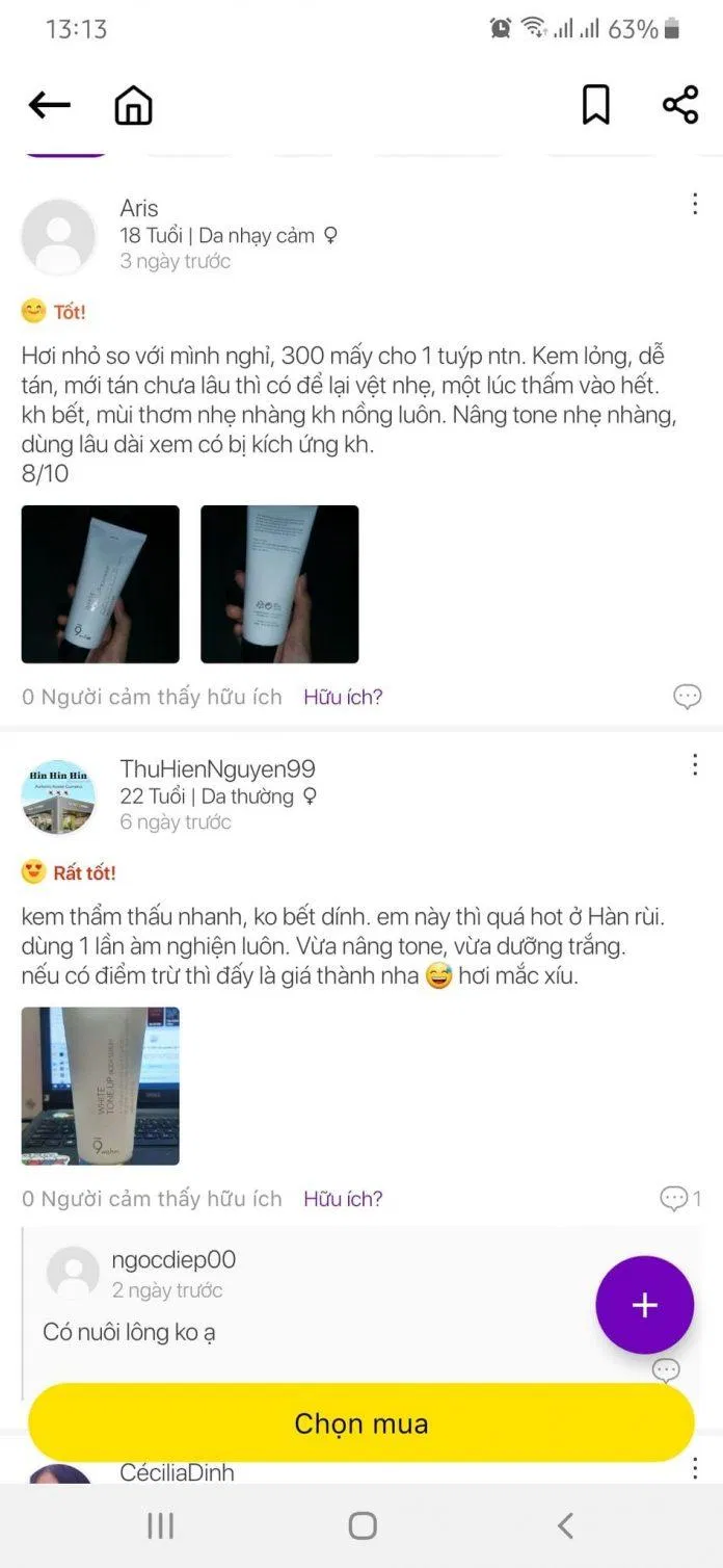 Đánh giá và cảm nhận trên ứng dụng Reviewty về hiệu quả của kem dưỡng trắng da toàn thân 9Wishes (Ảnh: BlogAnChoi).