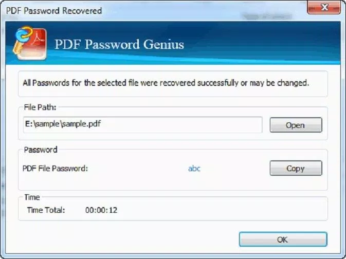 Mở khóa file PDF thành công với iSunshare PDF Password Genius (Ảnh: Internet).