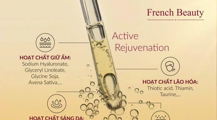Tinh chất French Beauty Active Rejuvenation chưa đến 55 hoạt chất giúp nuôi dưỡng làn da tươi trẻ (Nguồn: Internet).