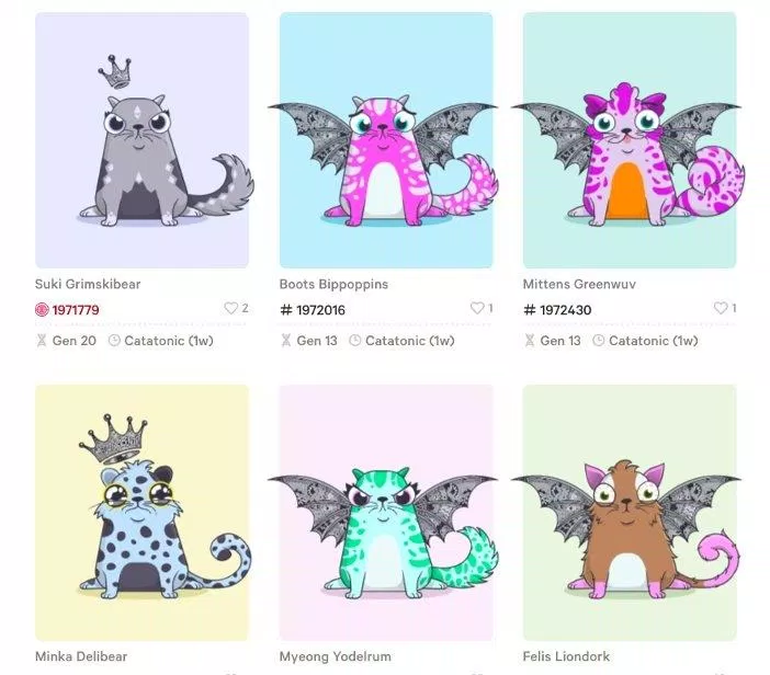 Những chú mèo trong CryptoKitties (Ảnh: Internet).