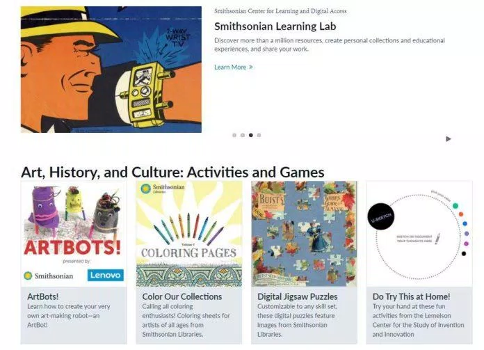 Các trò chơi trên trang web của Smithsonian (Ảnh: Internet).