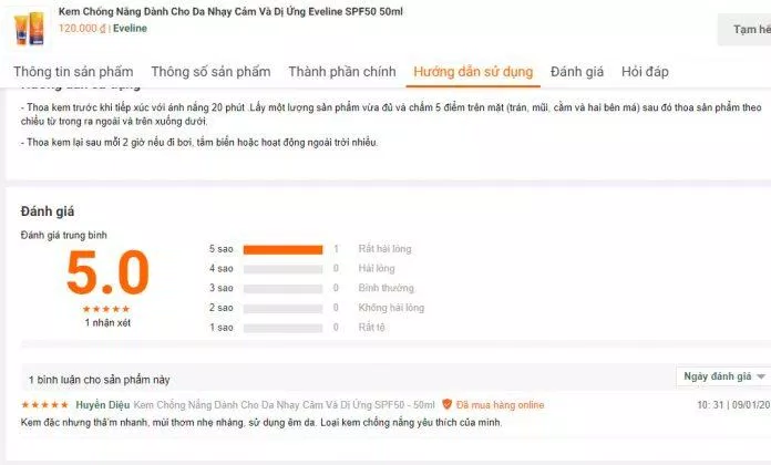 Đánh giá của khách hàng về sản phẩm trên trang Hasaki (ảnh: BlogAnChoi).