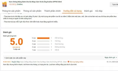 Đánh giá của khách hàng về sản phẩm trên trang Hasaki (ảnh: BlogAnChoi).