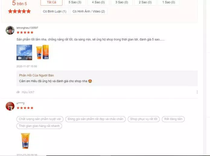 Những đánh giá hài lòng về sản phẩm trên trang Shopee (BlogAnChoi).