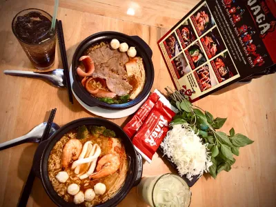 Mỳ kim chi bò và mỳ kim chi hải sản. (Ảnh: Internet)