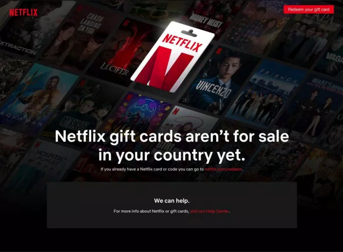 Hiện tại thẻ quà tặng của Netflix chưa có mặt tại thị trường Việt Nam. (Ảnh: Internet). Hiện tại thẻ quà tặng của Netflix chưa có mặt tại thị trường Việt Nam. (Ảnh: Internet).