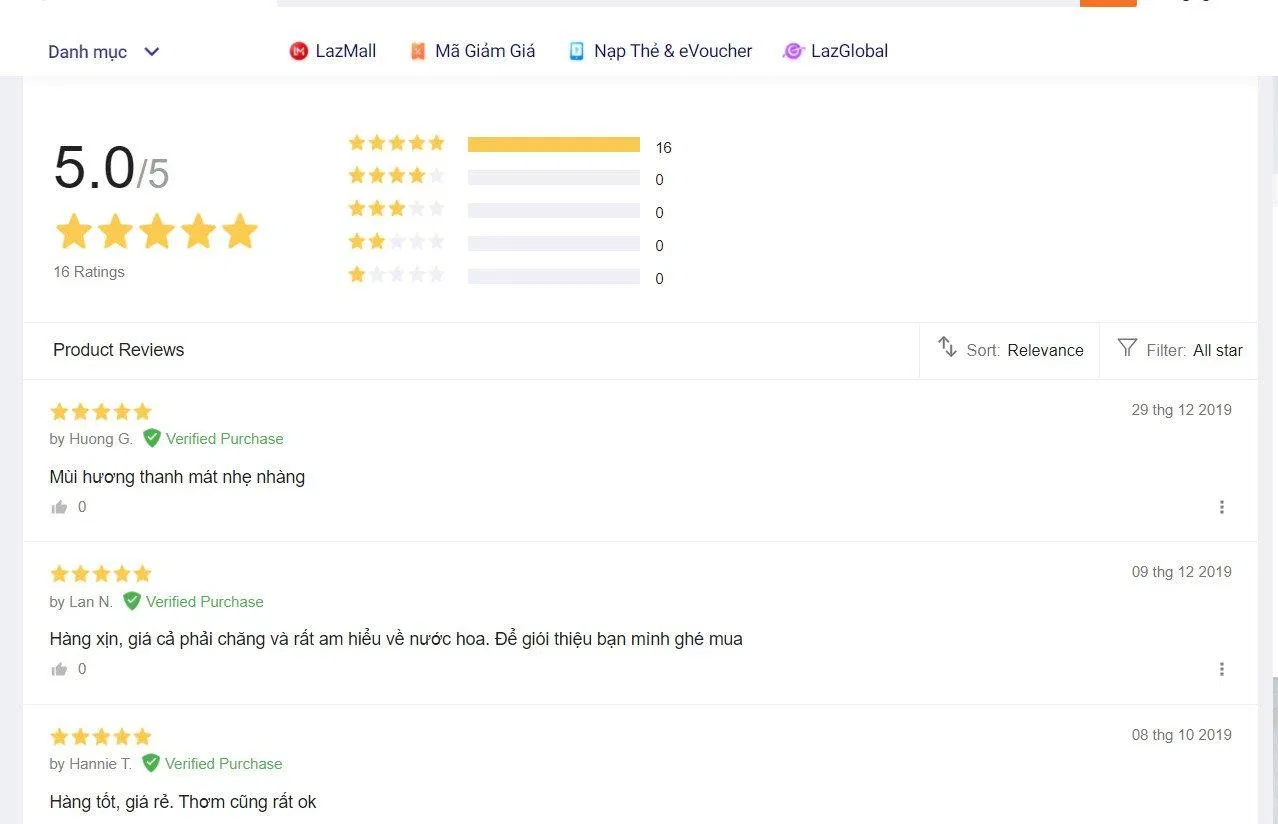 Những đánh giá tốt về sản phẩm trên trang Lazada (ảnh: BlogAnChoi).
