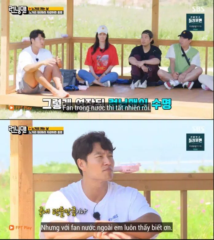 Kim Jong Kook cũng nói thêm: “Fan trong nước thì tất nhiên rồi, nhưng đối với fan nước ngoài em luôn biết ơn họ, nhờ họ mà chương trình mới đi tiếp đến hiện tại được . (Ảnh: Internet). Kim Jong Kook cũng nói thêm: “Fan trong nước thì tất nhiên rồi, nhưng đối với fan nước ngoài em luôn biết ơn họ, nhờ họ mà chương trình mới đi tiếp đến hiện tại được . (Ảnh: Internet).