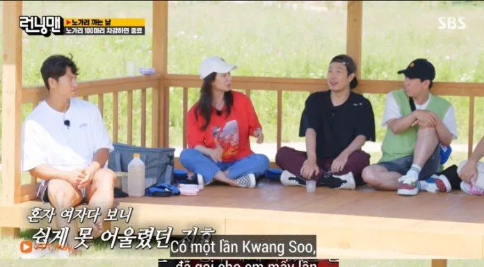 "có vài lần Kwang Soo đã gọi cho em kêu đi cùng nhưng mà em có chút hiểu lầm Kwang Soo cứ cái kiểu đeo dai dẳng theo em vì cứ gọi liên tục kêu em đến". (Ảnh: Internet). "có vài lần Kwang Soo đã gọi cho em kêu đi cùng nhưng mà em có chút hiểu lầm Kwang Soo cứ cái kiểu đeo dai dẳng theo em vì cứ gọi liên tục kêu em đến". (Ảnh: Internet).