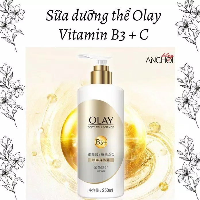 Sữa dưỡng thể Olay vitamin B3 + vitamin C giúp da trắng sáng bật tone (Ảnh: nquynhvy)