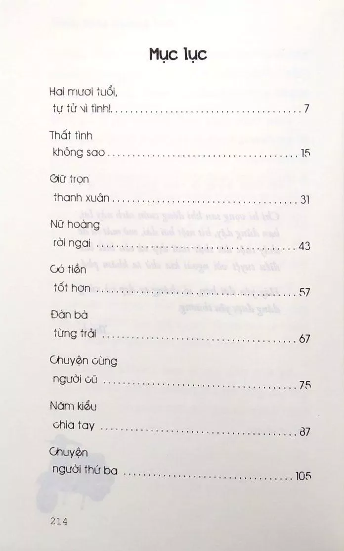Những chương của cuốn sách. (Ảnh: Internet)