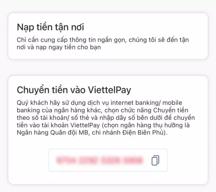 Tại bước cuối này, bạn có thể thấy được số tài khoản ViettelPay của mình. Bạn có thể sử dụng tính năng chuyển khoản qua STK/Số thẻ của ngân hàng nội địa mà không cần qua điểm giao dịch (Ảnh: BlogAnChoi). Tại bước cuối này, bạn có thể thấy được số tài khoản ViettelPay của mình. Bạn có thể sử dụng tính năng chuyển khoản qua STK/Số thẻ của ngân hàng nội địa mà không cần qua điểm giao dịch (Ảnh: BlogAnChoi).