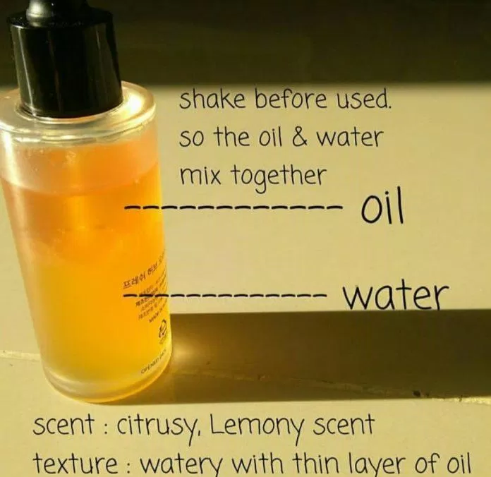 Có 2 lớp dầu - nước, bạn phải lắc kỹ sản phẩm trước khi sử dụng (Nguồn: Internet).