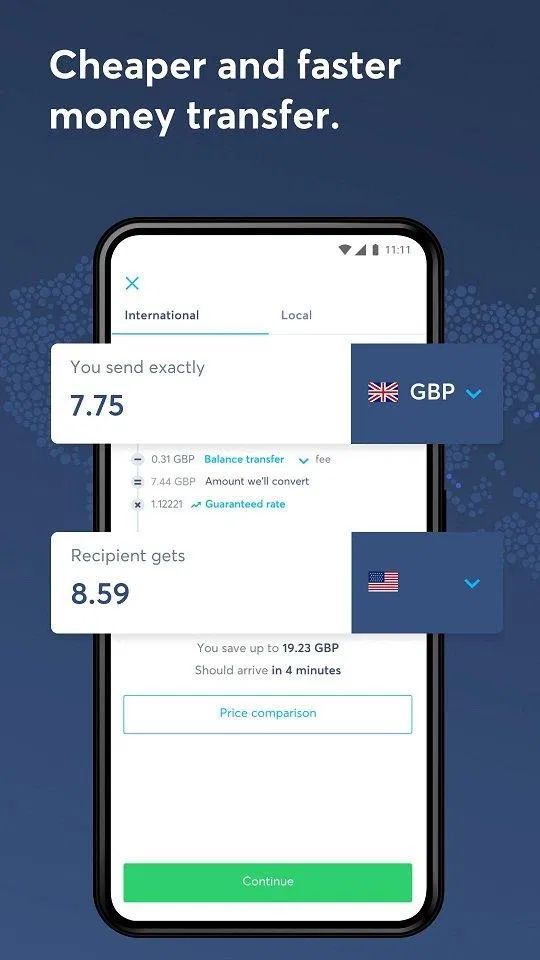 Chuyển tiền quốc tế với app Wise (Ảnh: Internet).