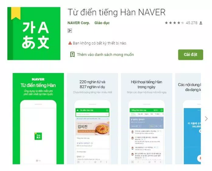 Học tiếng Hàn với từ điển Naver (Ảnh: Internet).