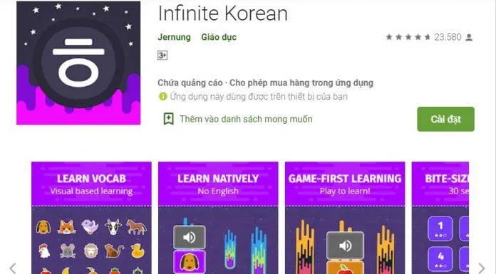 App học tiếng Hàn miễn phí Infinite Korean (Ảnh: Internet). App học tiếng Hàn miễn phí Infinite Korean (Ảnh: Internet).