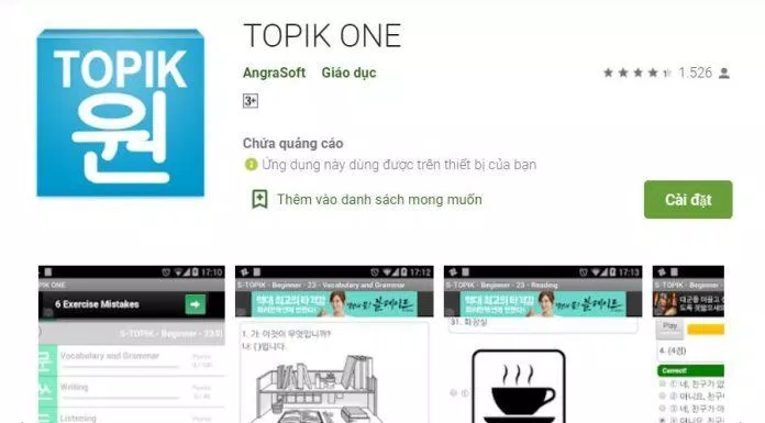 App học tiếng Hàn miễn phí TOPIK One (Ảnh: Internet).