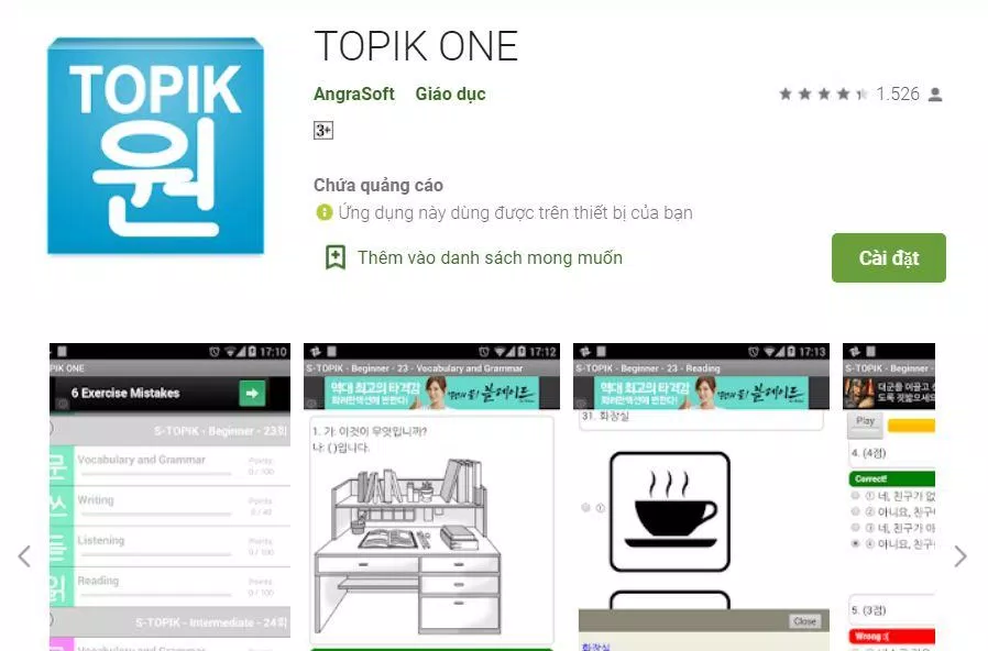 App học tiếng Hàn miễn phí TOPIK One (Ảnh: Internet).