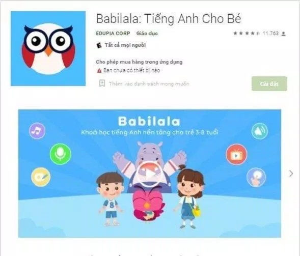 Babilala là một ngôi sao đang lên trong làng ứng dụng học tiếng Anh với hơn 75 chủ đề và 5000 trò chơi tương tác (Nguồn: Internet).