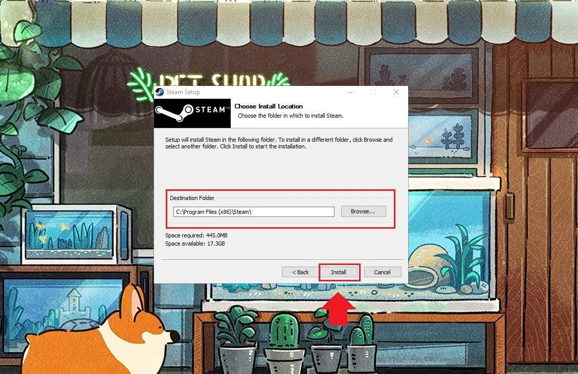 Chọn thư mục chứa Steam và cài đặt (Ảnh: BlogAnChoi). Chọn thư mục chứa Steam và cài đặt (Ảnh: BlogAnChoi).