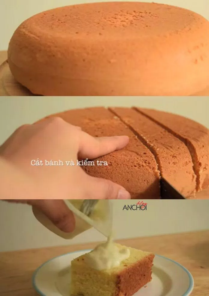 Cách làm bánh bông lan bằng nồi cơm điện (Ảnh: BlogAnChoi)