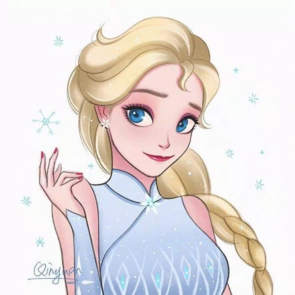 Elsa trong bộ sườn xám màu xanh băng, lạnh lùng nhưng vẫn có chút dịu dàng (Ảnh: Weibo)