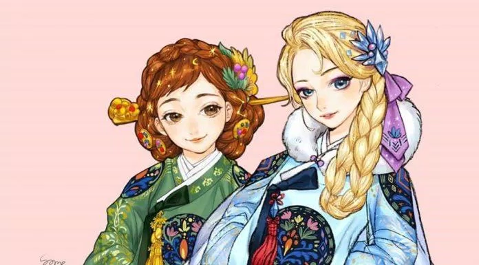 Anna và Elsa mặc hanbok (Ảnh: Instagram)