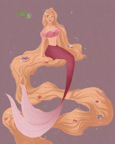 Rapunzel phiên bản nàng tiên cá (Ảnh: Weibo)