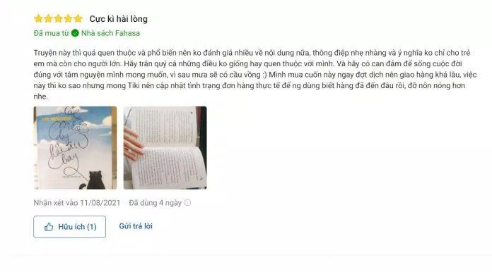 Đánh giá của độc giả về cuốn sách Chuyện con mèo dạy hải âu bay trên trang bán hàng online của Tiki ( ảnh: BlogAnChoi)