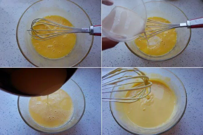 Đánh trứng với sữa và dầu ăn (Nguồn: Internet).