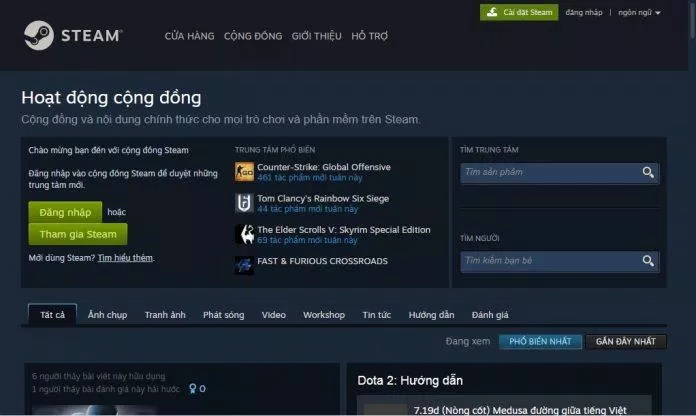 Các hoạt động trong cộng đồng của Steam (Ảnh: BlogAnChoi). Các hoạt động trong cộng đồng của Steam (Ảnh: BlogAnChoi).