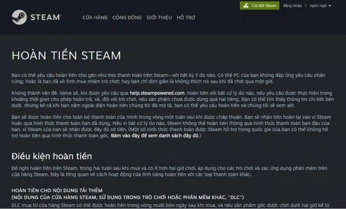 Steam cho phép trả lại hàng đã mua với điều kiện nhất định (Ảnh: BlogAnChoi). Steam cho phép trả lại hàng đã mua với điều kiện nhất định (Ảnh: BlogAnChoi).