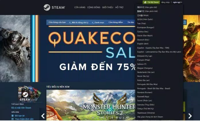 Steam hỗ trợ rất nhiều ngôn ngữ (Ảnh: BlogAnChoi). Steam hỗ trợ rất nhiều ngôn ngữ (Ảnh: BlogAnChoi).