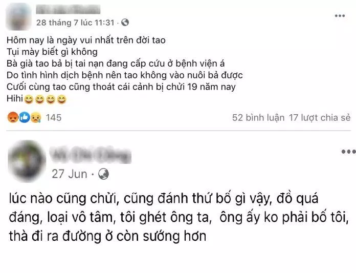 Thậm chí người con 19 tuổi còn hả hê khi mẹ bị tai nạn. (Ảnh: Internet)