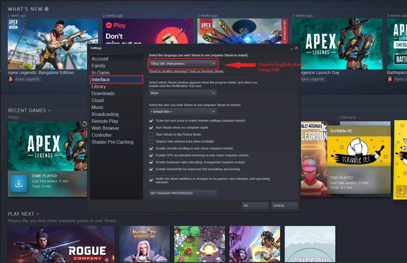 Chọn ngôn ngữ giao diện tiếng Việt (Ảnh: BlogAnChoi). Chọn ngôn ngữ giao diện tiếng Việt (Ảnh: BlogAnChoi).