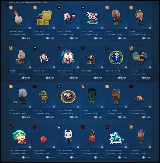 Các vật phẩm có thể mua bằng Steam Point (Ảnh: Internet). Các vật phẩm có thể mua bằng Steam Point (Ảnh: Internet).