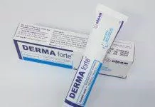 Kem trị mụn Derma Forte có thiết kế dạng tuýp đơn giản ( Nguồn: internet)