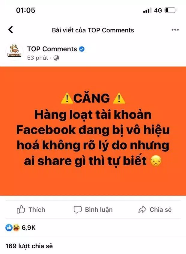 Nhiều tài khoản Facebook Việt Nam bị khóa đột ngột trong đêm. (Ảnh: Internet)