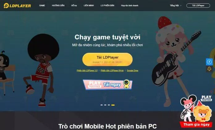 Nhấn nút tải trên trang chủ của LDPlayer (Ảnh: BlogAnChoi).