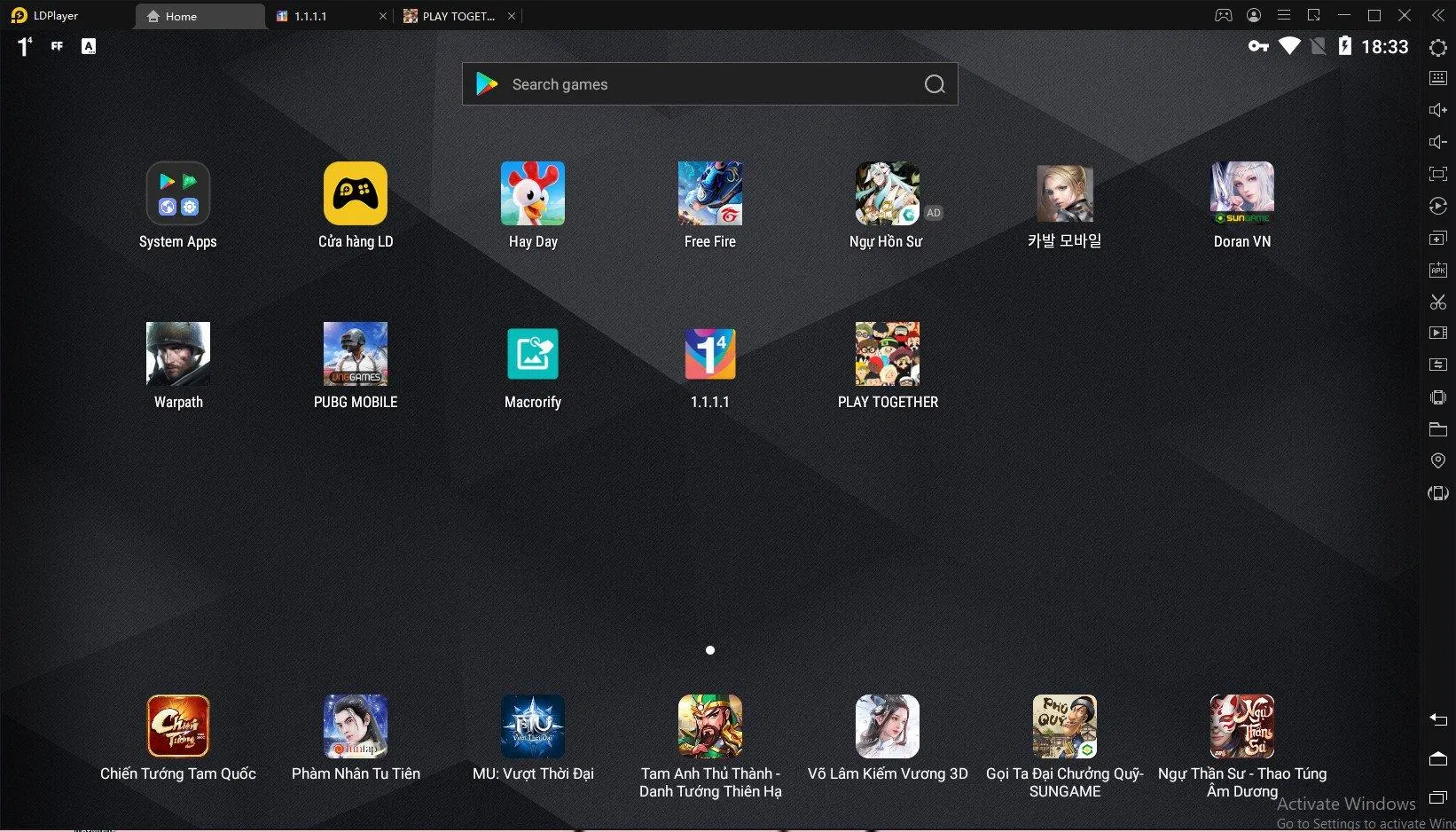 Chọn game có sẵn hoặc tìm trong Cửa hàng LD và thanh tìm kiếm (Ảnh: Internet)