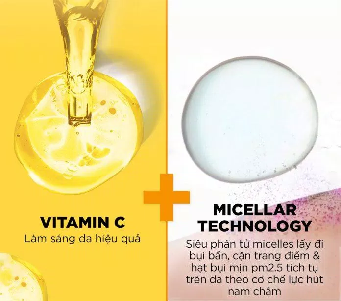 Sự kết hợp giữa Vitamin C và công nghệ Micellar trong nước tẩy trang Garnier đem đến khả năng làm sạch dưỡng sáng da ( Nguồn: internet)