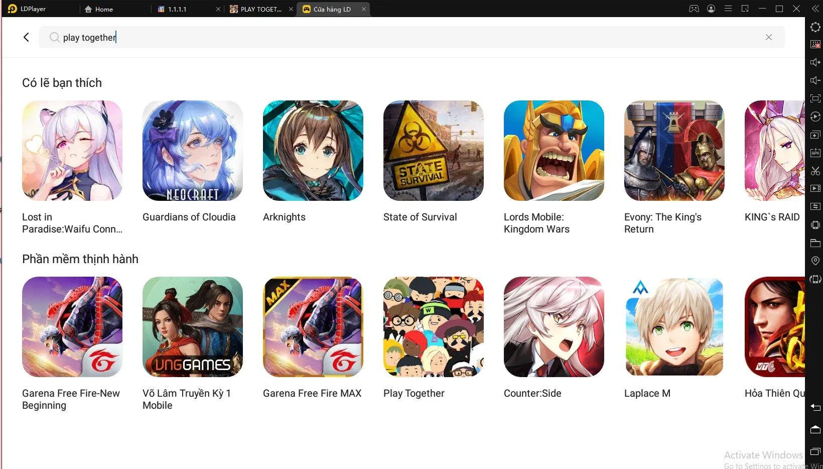 Gõ tìm kiếm game Playe Together.