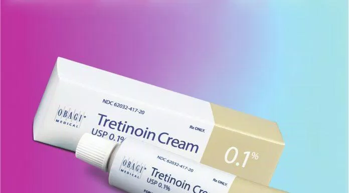 Kem trị nám Obagi Tretinoin 0,1% có thiết kế tone vàng để phân biệt các dòng với nhau ( Nguồn: BlogAnChoi)