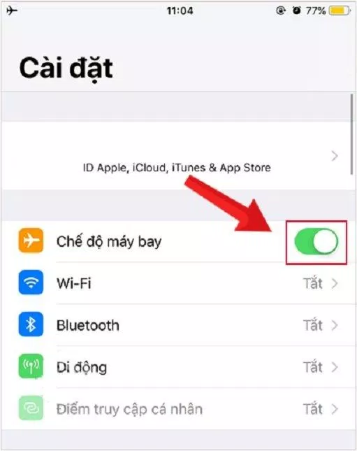 Chế độ máy bay trên iPhone (Ảnh: Internet). Chế độ máy bay trên iPhone (Ảnh: Internet).